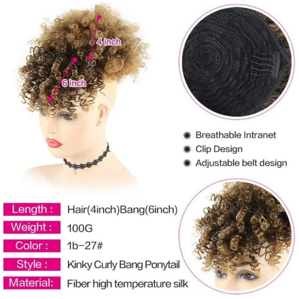 Blooming Hair Drawstring Ponytail With Bang